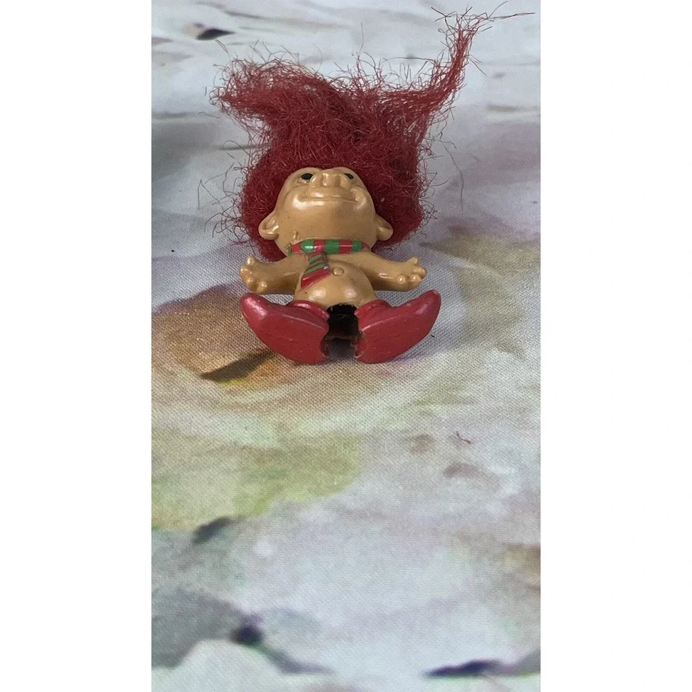 RUSS Troll Pencil Topper Creata 1992 Mini Troll Doll Blue Hair Red Hair Elf